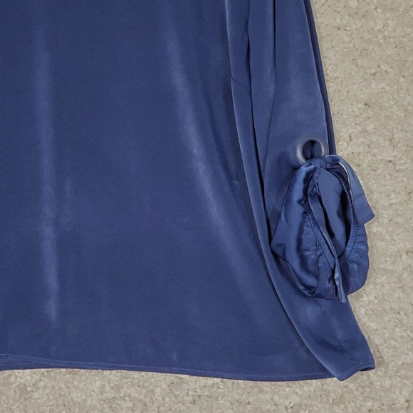 Chicos Women Grommet Sleeve Top Size 2 Petite US 12 Blue Office Event Blouse - Picture 2 of 13